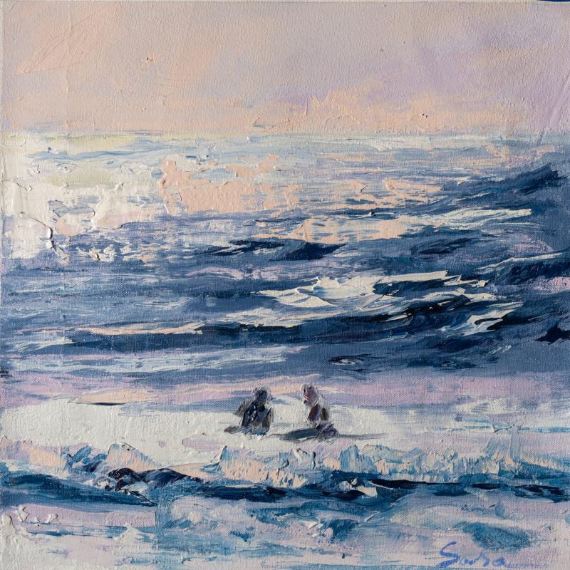 Painting Couple in the water by Fran Sosa | Painting Figurative Landscapes Marine Life style Oil