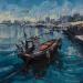 Peinture Fishing boat par Fran Sosa | Tableau Figuratif Paysages Urbain Marine Huile Acrylique