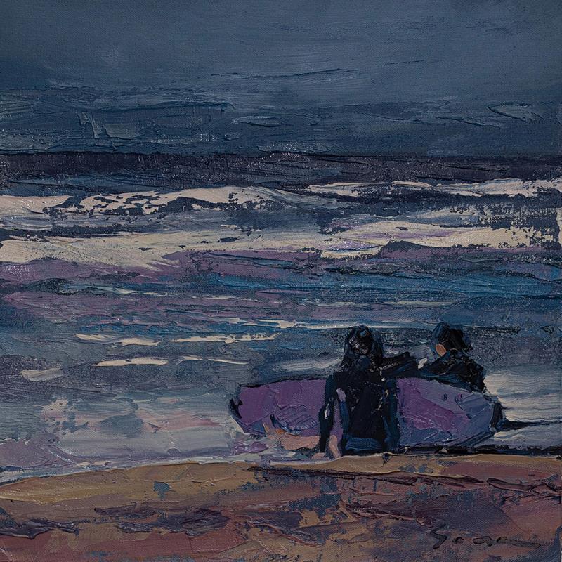 Painting Surfers by Fran Sosa | Painting Figurative Landscapes Marine Life style Oil