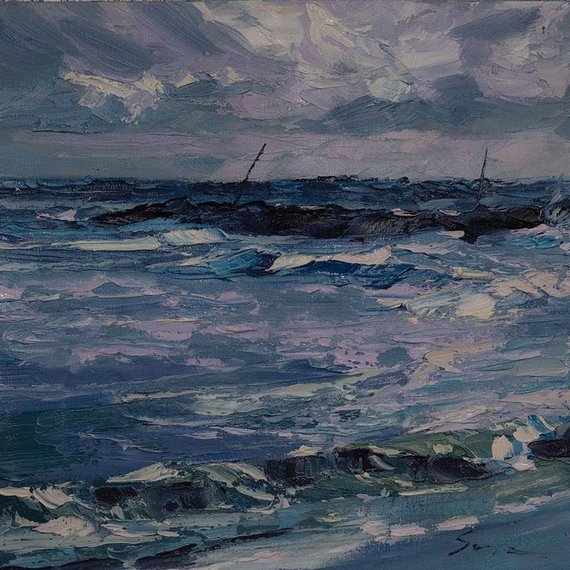 Gemälde Stormy water von Fran Sosa | Gemälde Figurativ Landschaften Marine Öl