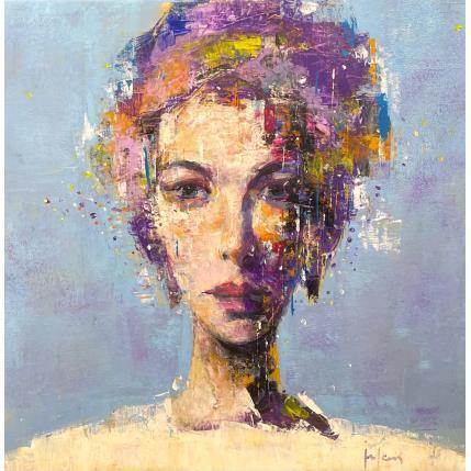 Painting Portrait bleu by Yavru Irfan | Painting Figurative Oil Portrait