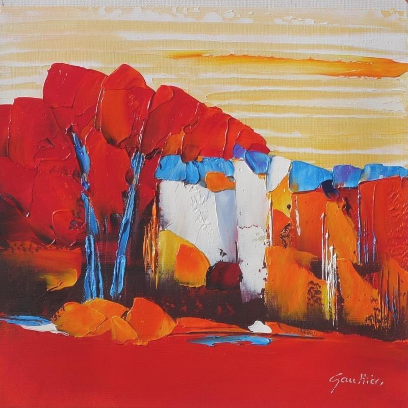 Gemälde Soleil rouge von Gaultier Dominique | Gemälde Figurativ Landschaften Öl