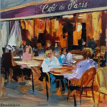 Painting Café de Paris by Novokhatska Olga | Painting Figurative Oil Urban