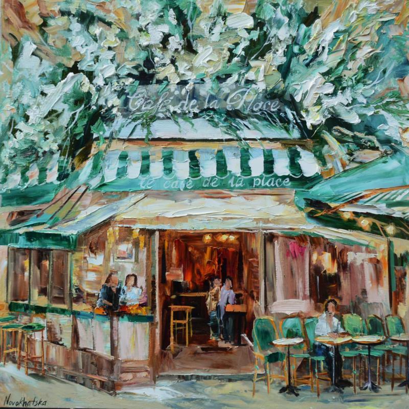 Painting Café de la place by Novokhatska Olga | Painting Figurative Oil Urban