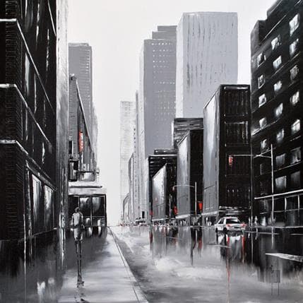 Peinture Douce mélodie par Galloro Maurizio | Tableau Figuratif Huile noir & blanc, Vues urbaines