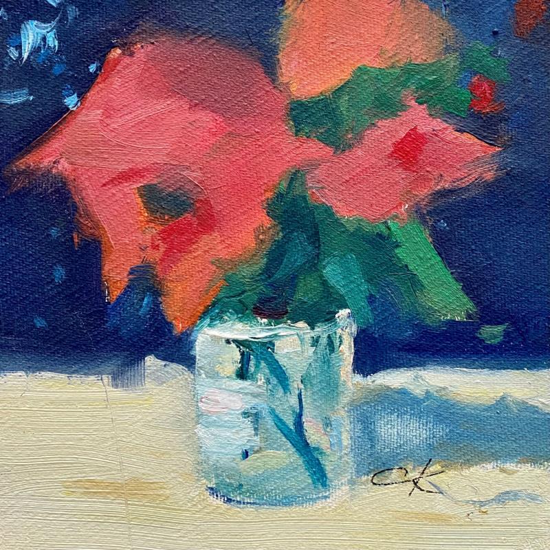 Gemälde Red flower von Korneeva Olga | Gemälde Impressionismus Stillleben Öl