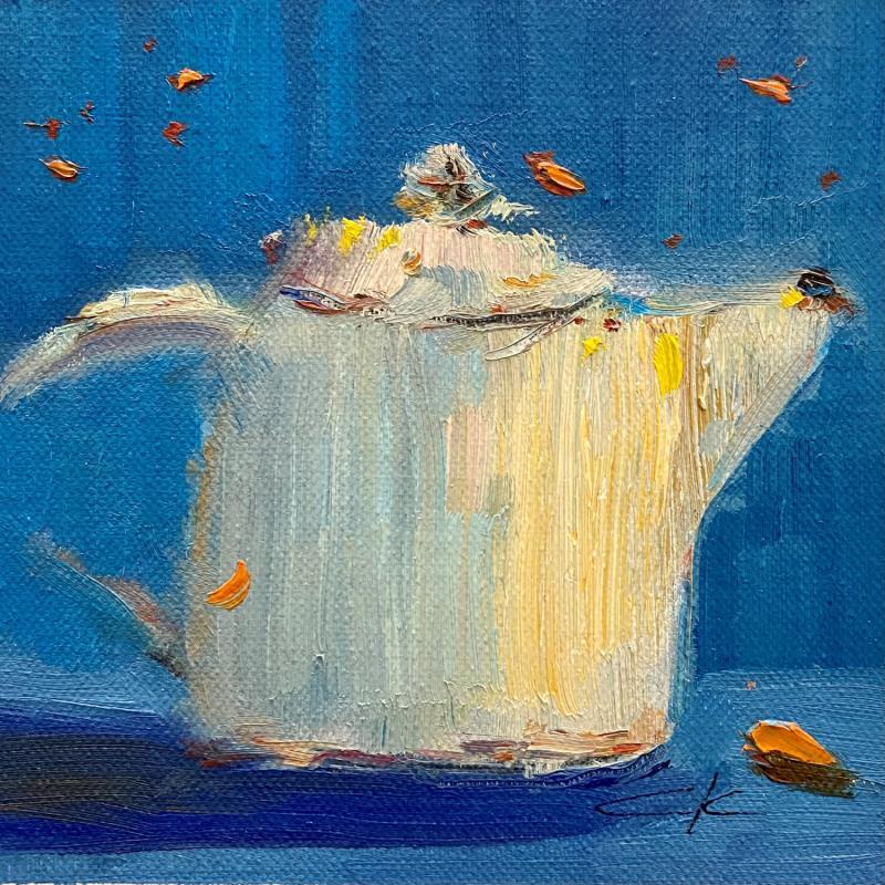 Painting Teapot by Korneeva Olga | Painting Impressionism Oil Still-life