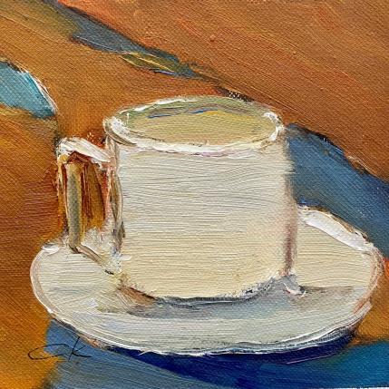 Painting White cup by Korneeva Olga | Painting Impressionism Oil Still-life