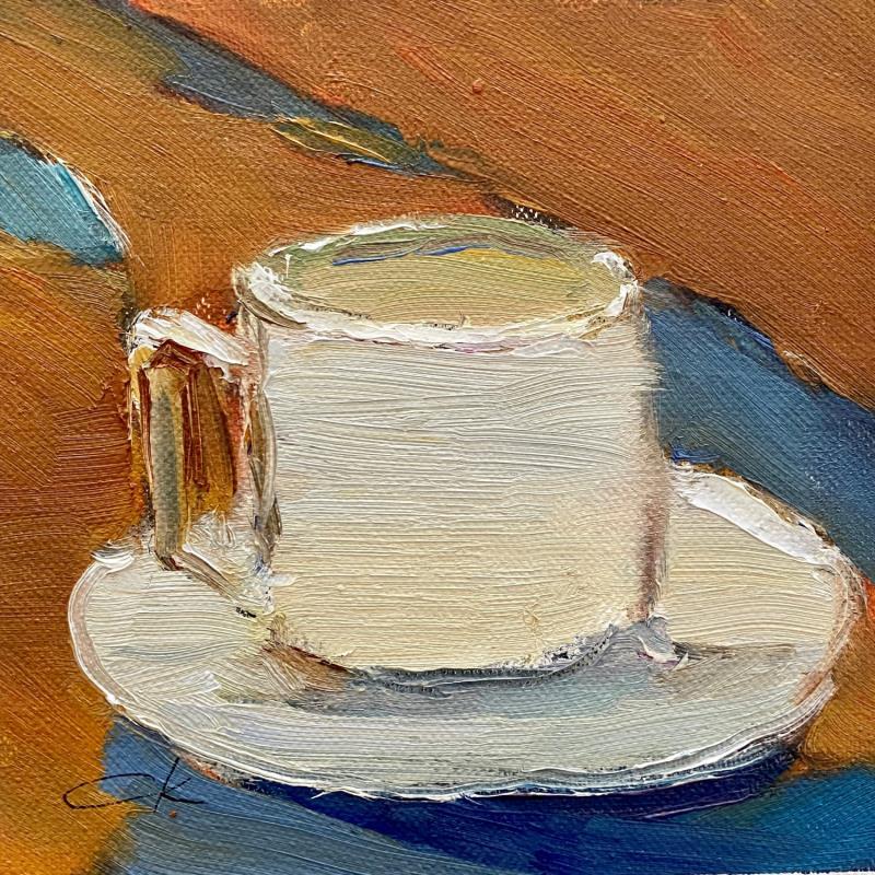 Painting White cup by Korneeva Olga | Painting Impressionism Still-life Oil