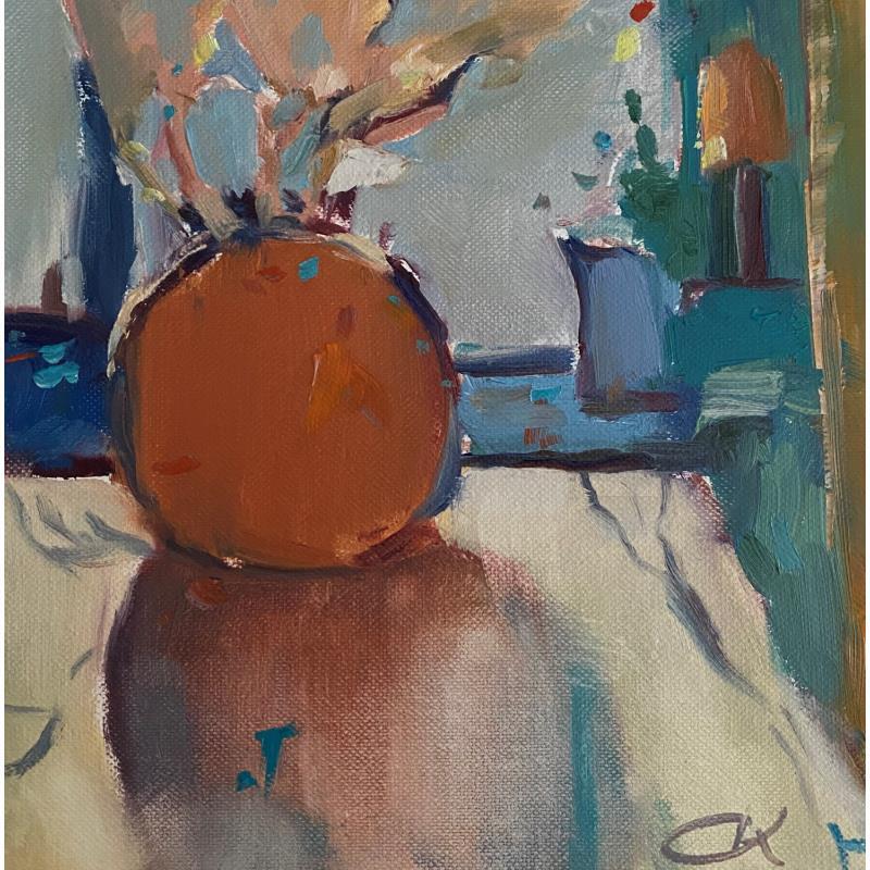 Gemälde Round vase von Korneeva Olga | Gemälde Impressionismus Öl Pop-Ikonen, Stillleben