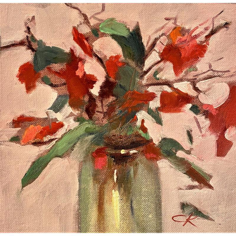 Painting Red bouquet by Korneeva Olga | Painting Impressionism Still-life Oil