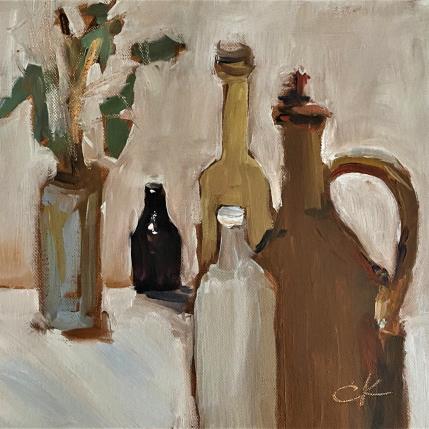 Painting Bottles by Korneeva Olga | Painting Impressionism Oil Still-life