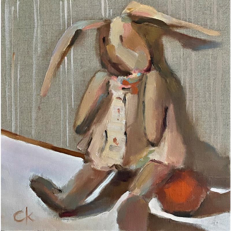 Painting Rabbit by Korneeva Olga | Painting Impressionism Oil Still-life