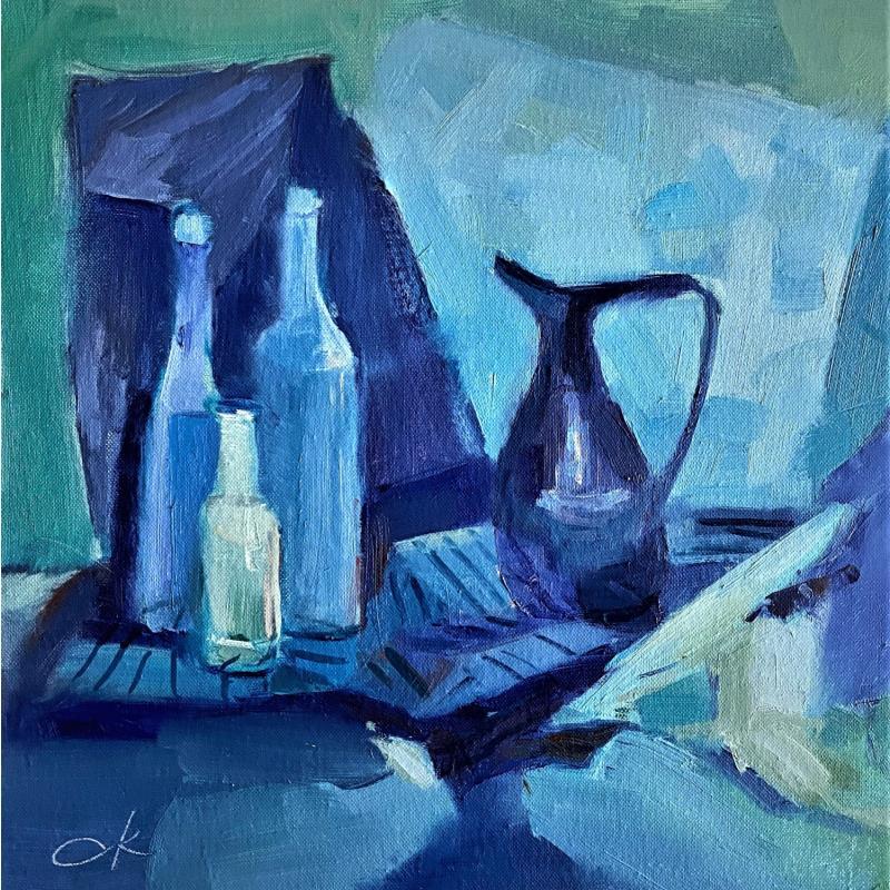 Peinture Blue still-life par Korneeva Olga | Tableau Impressionnisme Natures mortes Huile