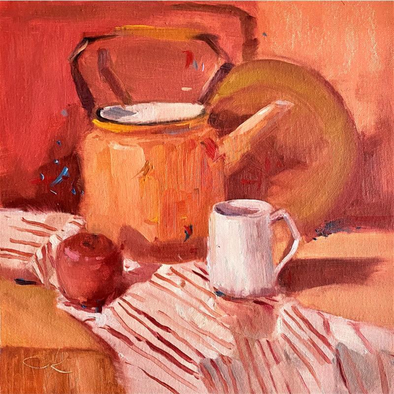 Painting Red still-life No 1 by Korneeva Olga | Painting Impressionism Oil Still-life