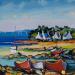 Peinture Barques échouées en Bretagne par Cédanne | Tableau Figuratif Marine Huile