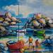 Peinture La pêche en marée basse - Bretagne par Cédanne | Tableau Figuratif Marine Huile