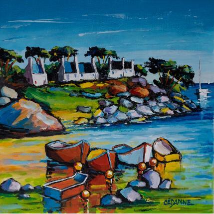 Peinture Paysage de pêcheurs bretons par Cédanne | Tableau Figuratif Huile Marine
