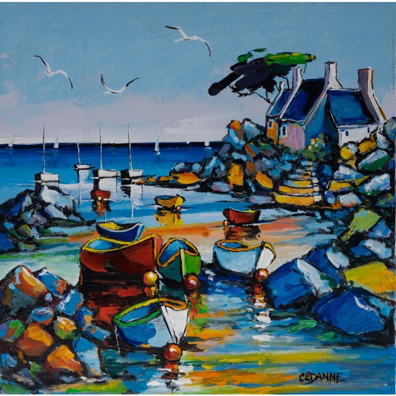 Painting Bretagne, barques et maisons de pêcheurs by Cédanne | Painting Figurative Oil Marine