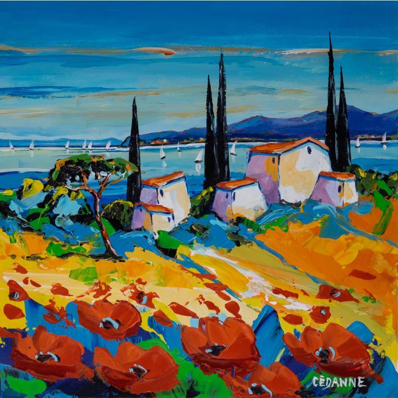 Gemälde Cinq cyprès sur la côte von Cédanne | Gemälde Figurativ Öl Landschaften