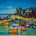 Painting Barques et rochers à marée basse by Cédanne | Painting Figurative Landscapes Marine Oil