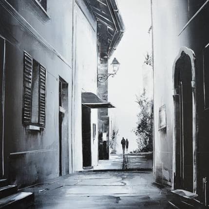 Painting Notre rêve by Galloro Maurizio | Painting Figurative Oil Black & White, Urban