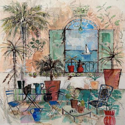 Painting Balcon sur la mer by Colombo Cécile | Painting Figurative Mixed