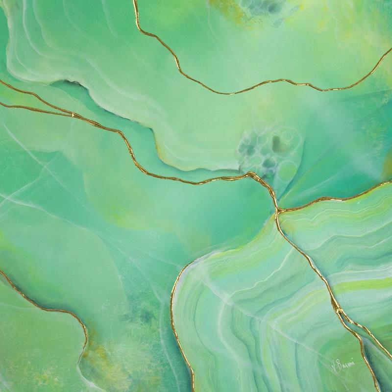 Peinture Jade pulpeuse par Baroni Victor | Tableau Abstrait Minimaliste Acrylique