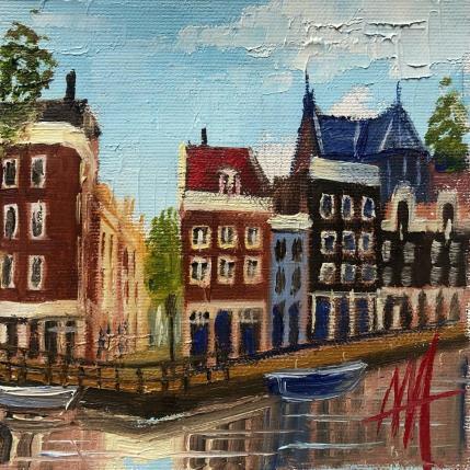 Painting Amsterdam. Herengracht curve by De Jong Marcel | Painting Figurative Oil Landscapes, Urban