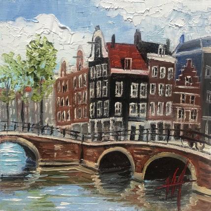 Painting Amsterdam. Reguliersgracht bridges by De Jong Marcel | Painting Figurative Oil Landscapes, Pop icons, Urban