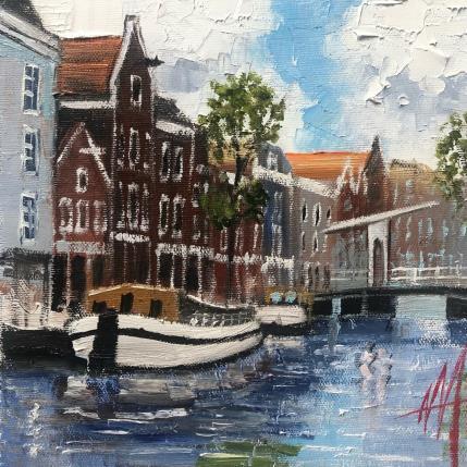 Painting Amsterdam. groenburgwal and staalmeesterbrug by De Jong Marcel | Painting Figurative Oil Landscapes, Pop icons, Urban