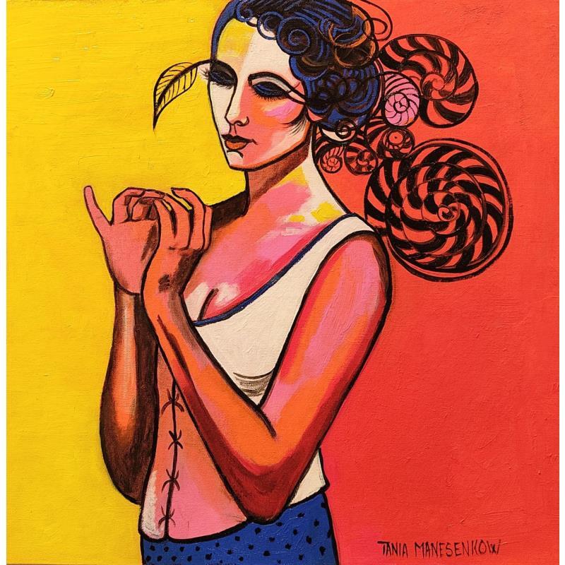 Gemälde La femme coquillage von Manesenkow Tania | Gemälde Figurativ Porträt Öl