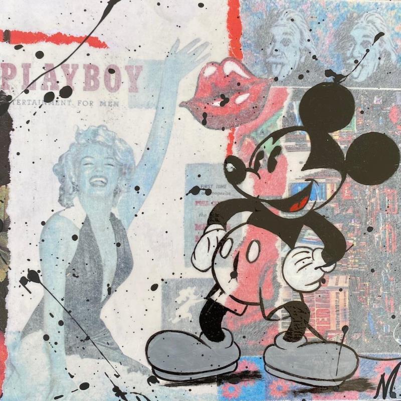 Gemälde Mickey playboy von Marie G.  | Gemälde Pop-Art Pop-Ikonen Holz Acryl