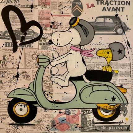 Painting Balade en scoot by Marie G.  | Painting Pop art Acrylic Pop icons