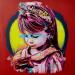 Painting La fille à la rose by Sufyr | Painting Street art Portrait Graffiti Acrylic
