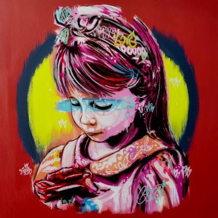 Painting La fille à la rose by Sufyr | Painting Street art Acrylic, Graffiti Portrait