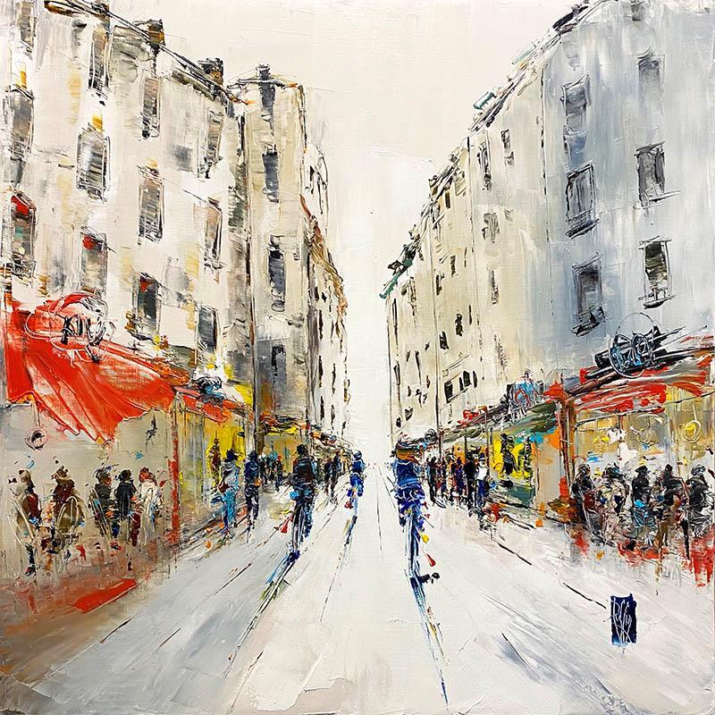 Painting Balade en ville by Raffin Christian | Painting Figurative Urban Oil