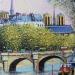 Painting Vue paisible depuis le pont des Arts by Dessapt Elika | Painting Figurative Landscapes Urban Life style