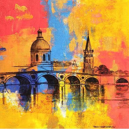 Peinture Toulouse, Pont-Neuf par Manesenkow Tania | Tableau Figuratif Huile Paysages, Urbain