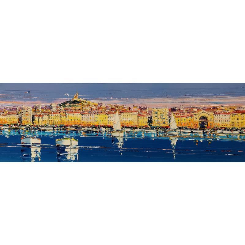 Painting Côté rive neuve Marseille by Corbière Liisa | Painting Figurative Oil Landscapes