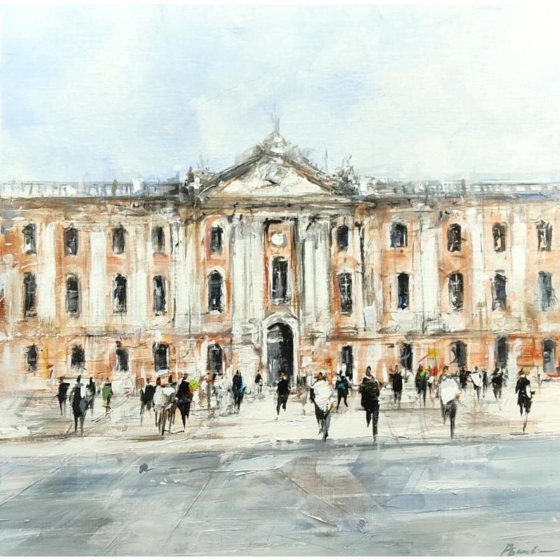 Painting Le Capitole by Poumelin Richard | Painting Figurative Urban Life style Oil