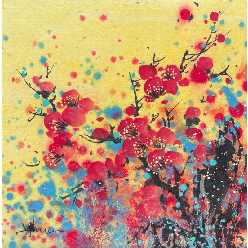 Painting Blooming color yellow by Yu Huan Huan | Painting Figurative Ink still-life