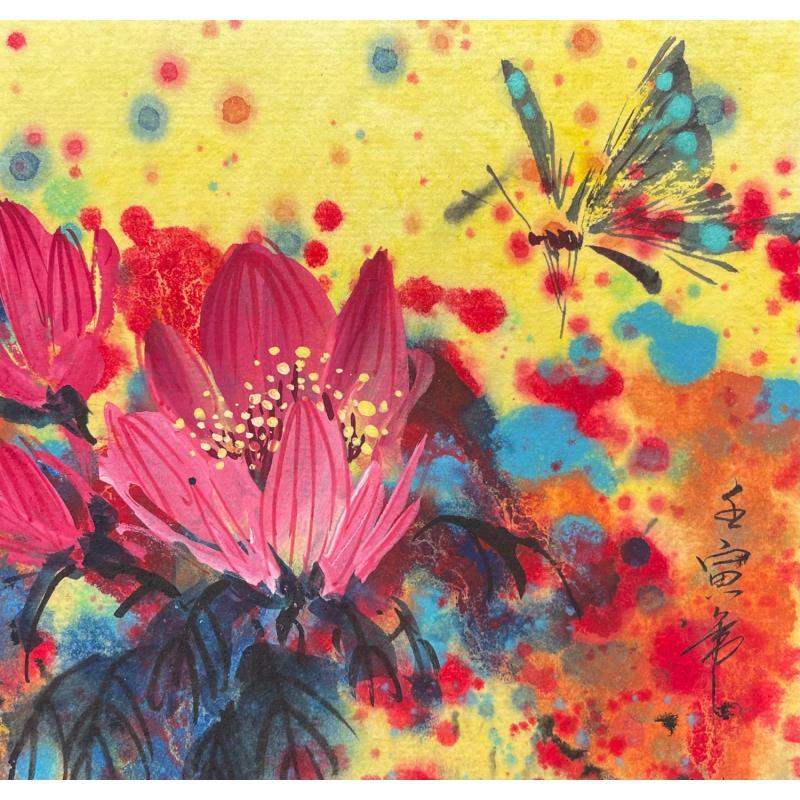 Gemälde Blooming color butterfly von Yu Huan Huan | Gemälde Figurativ Stillleben Tinte