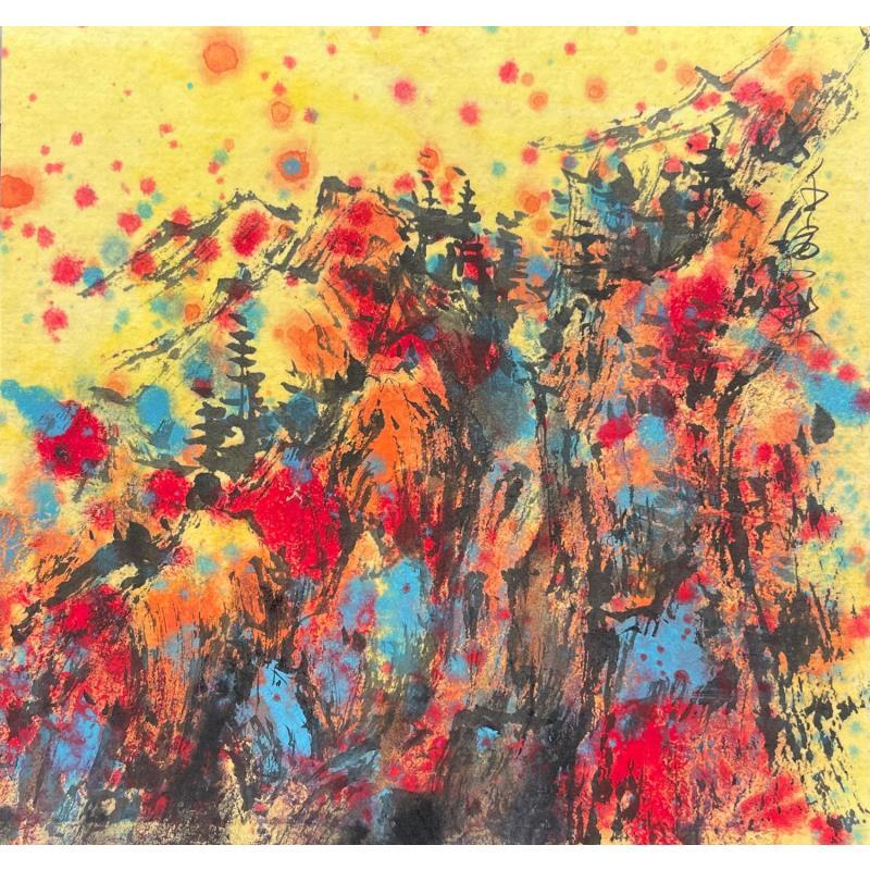 Peinture Blooming color mountain par Yu Huan Huan | Tableau Figuratif Paysages Encre
