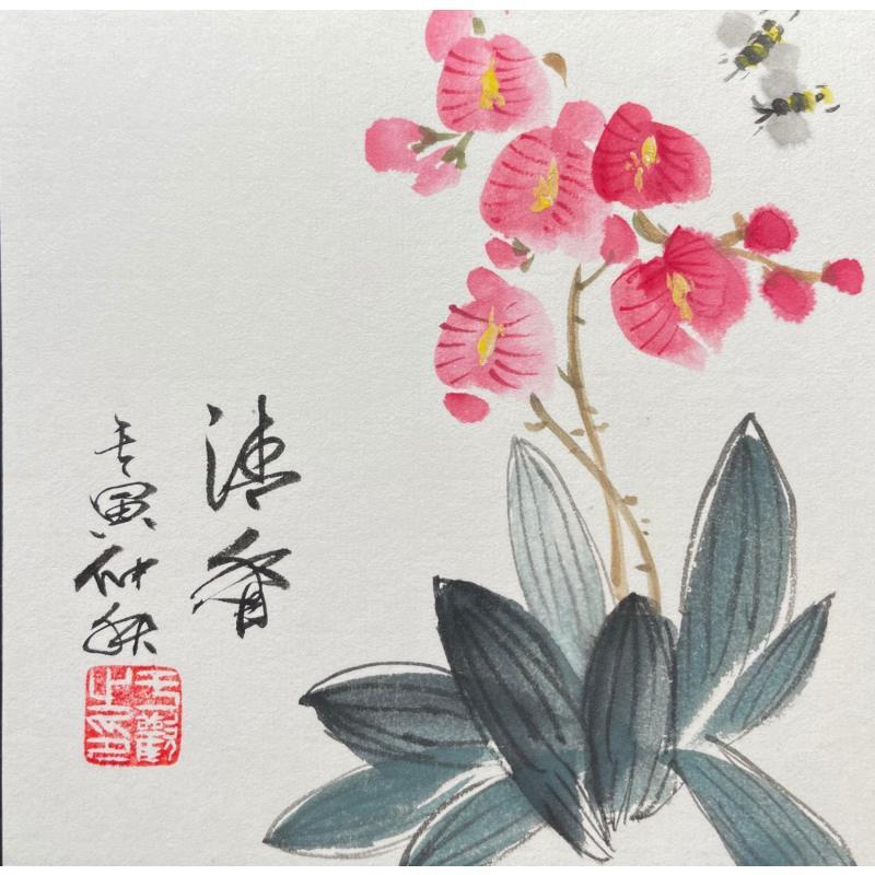 Peinture Orchis par Yu Huan Huan | Tableau Figuratif Encre Natures mortes