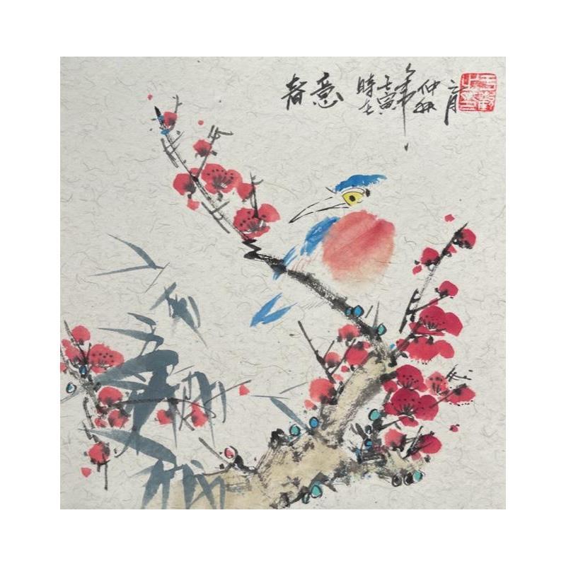 Gemälde Spring scense von Yu Huan Huan | Gemälde Figurativ Tiere Tinte