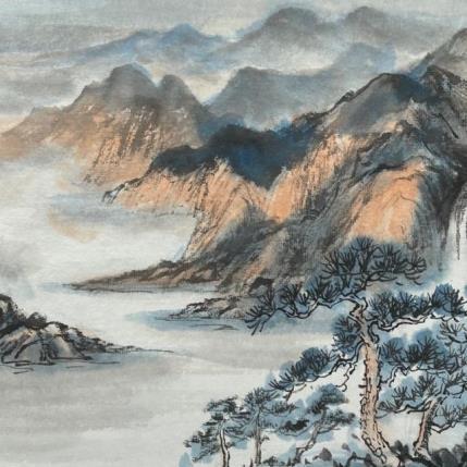 Peinture Lake  par Yu Huan Huan | Tableau Figuratif Encre Paysages