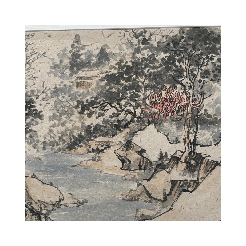 Gemälde Temple von Yu Huan Huan | Gemälde Figurativ Tinte Landschaften