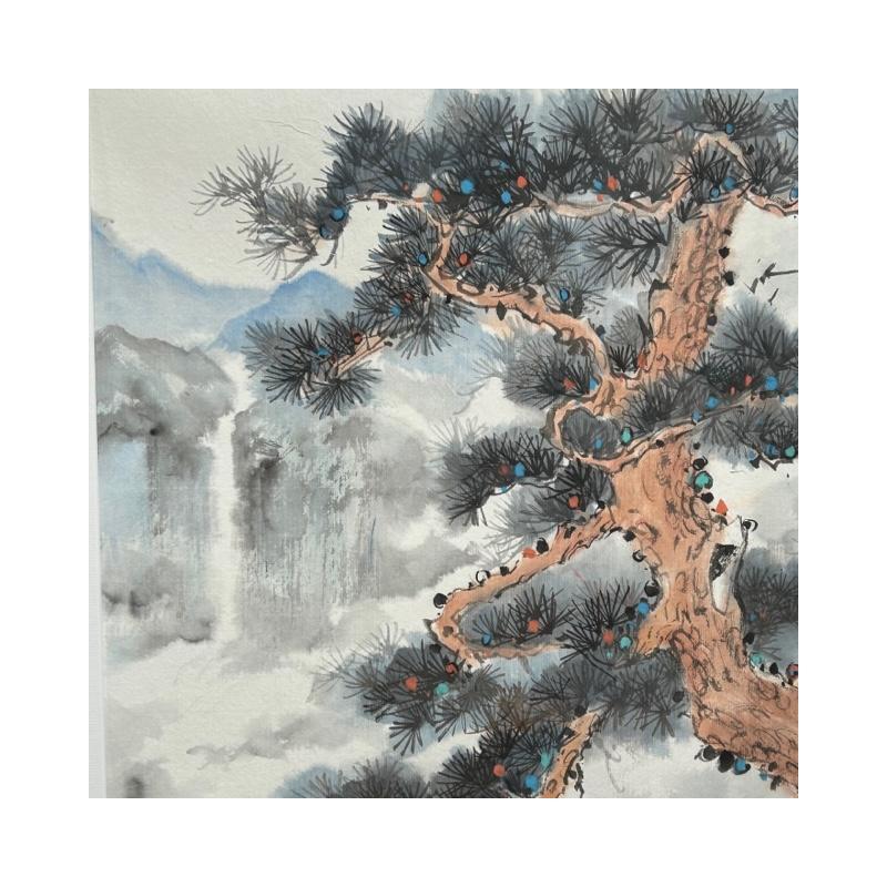 Painting Pine tree by Yu Huan Huan | Painting Figurative Ink Landscapes