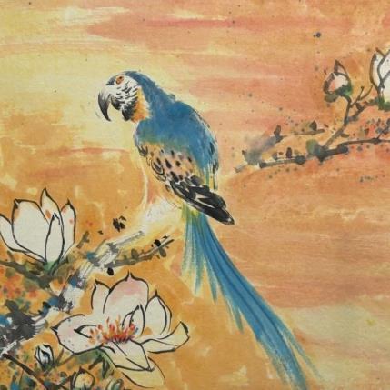 Painting Parrot by Yu Huan Huan | Painting Figurative Ink Animals